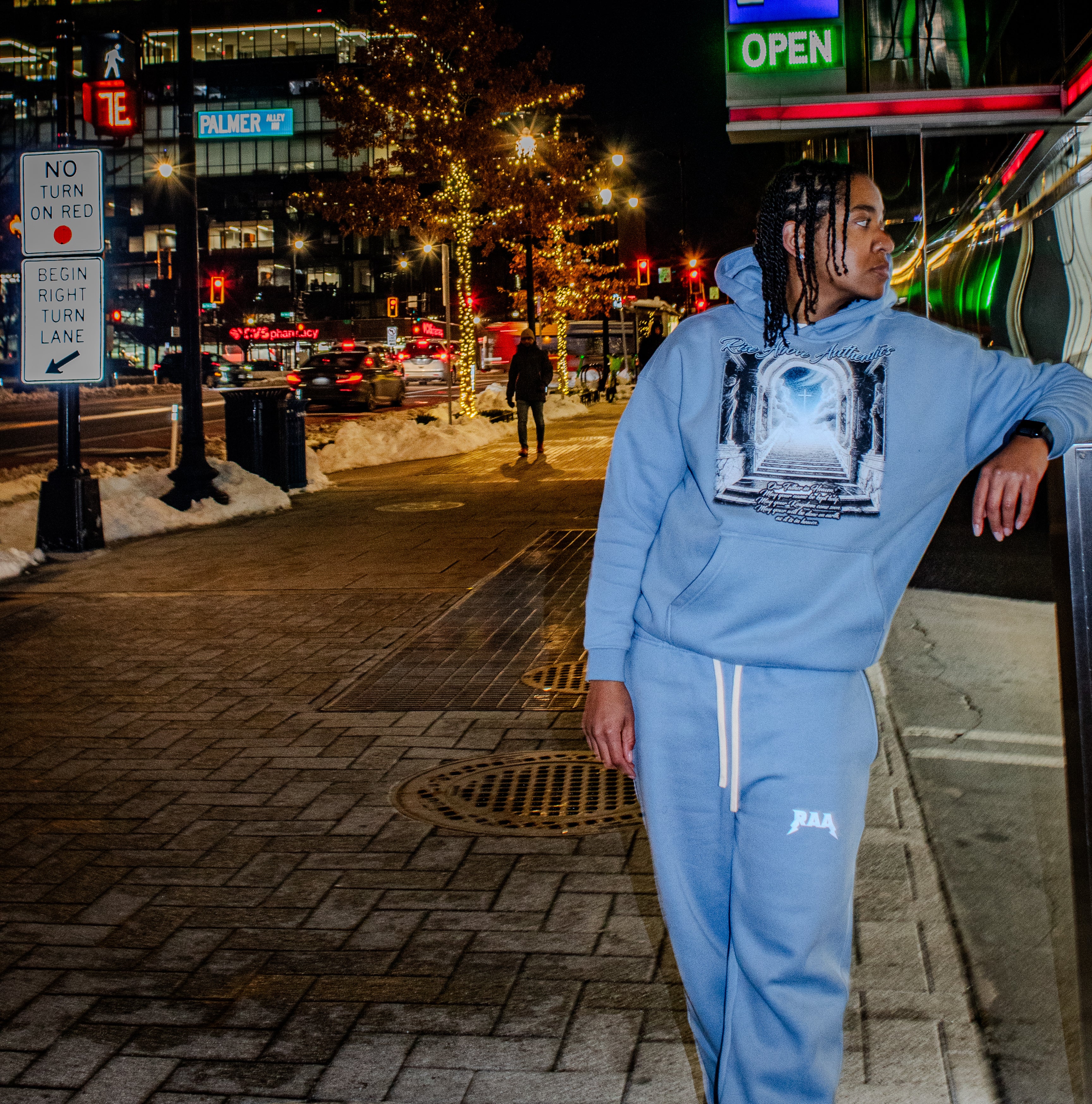 Medium Blue Fleece Straight Leg Sweats